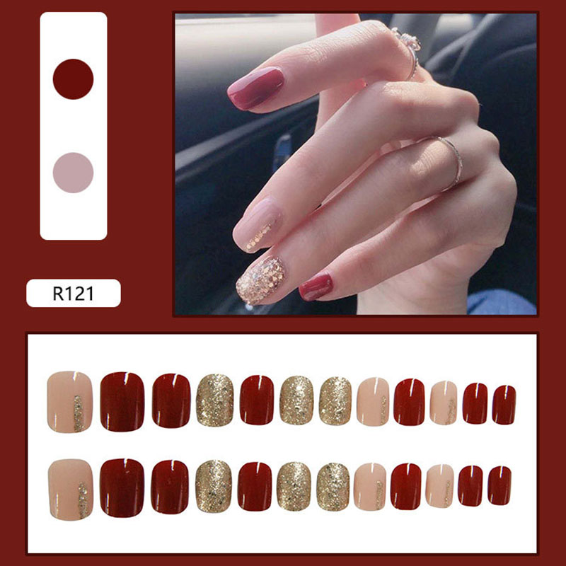 Set 24 Móng Tay Giả R121-R140 Che Phủ Toàn Diện Kèm Keo Dán