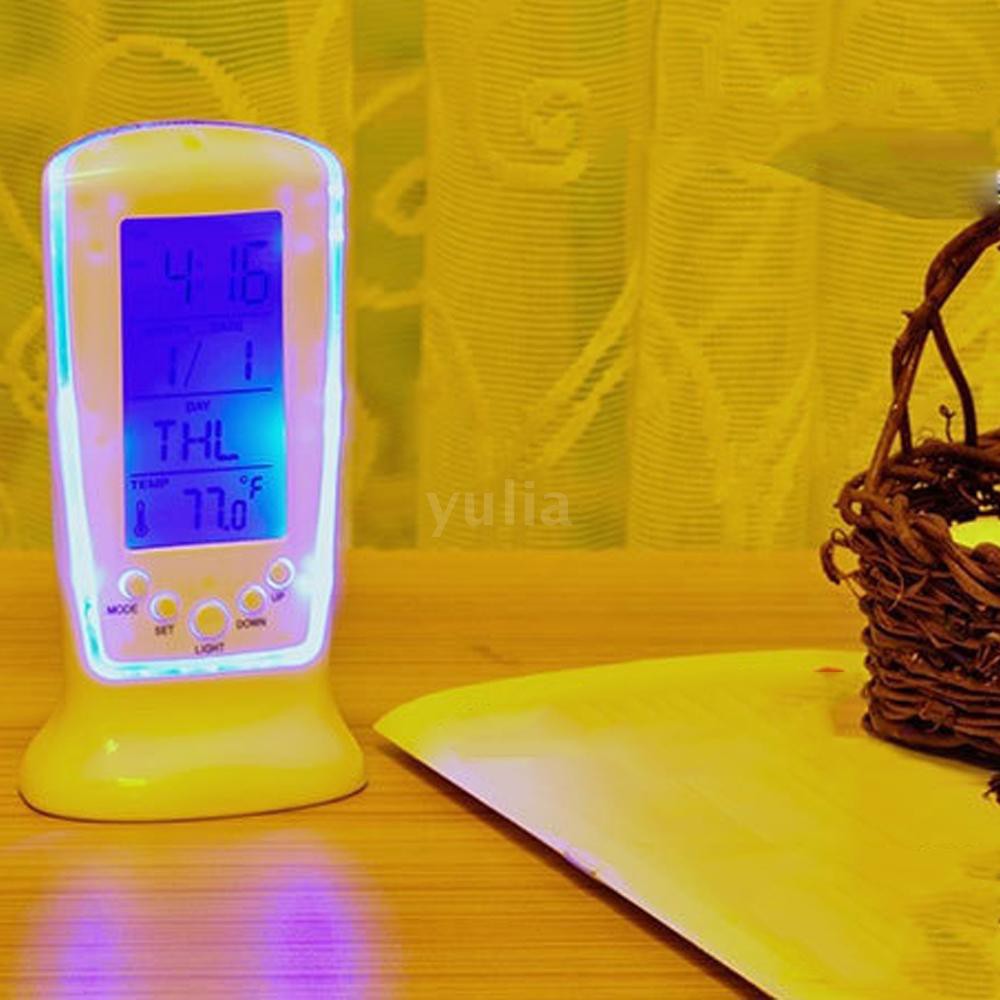 Đồng hồ để bàn kỹ thuật số LED đa chức năng xem lịch + nhiệt độ + phát nhạc + báo thức