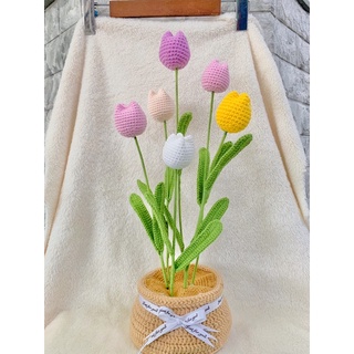 Chậu hoa tuylip len handmade