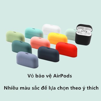 Vỏ silicon bảo vệ hộp đựng tai nghe Airpods Airpods 2 kèm móc khóa