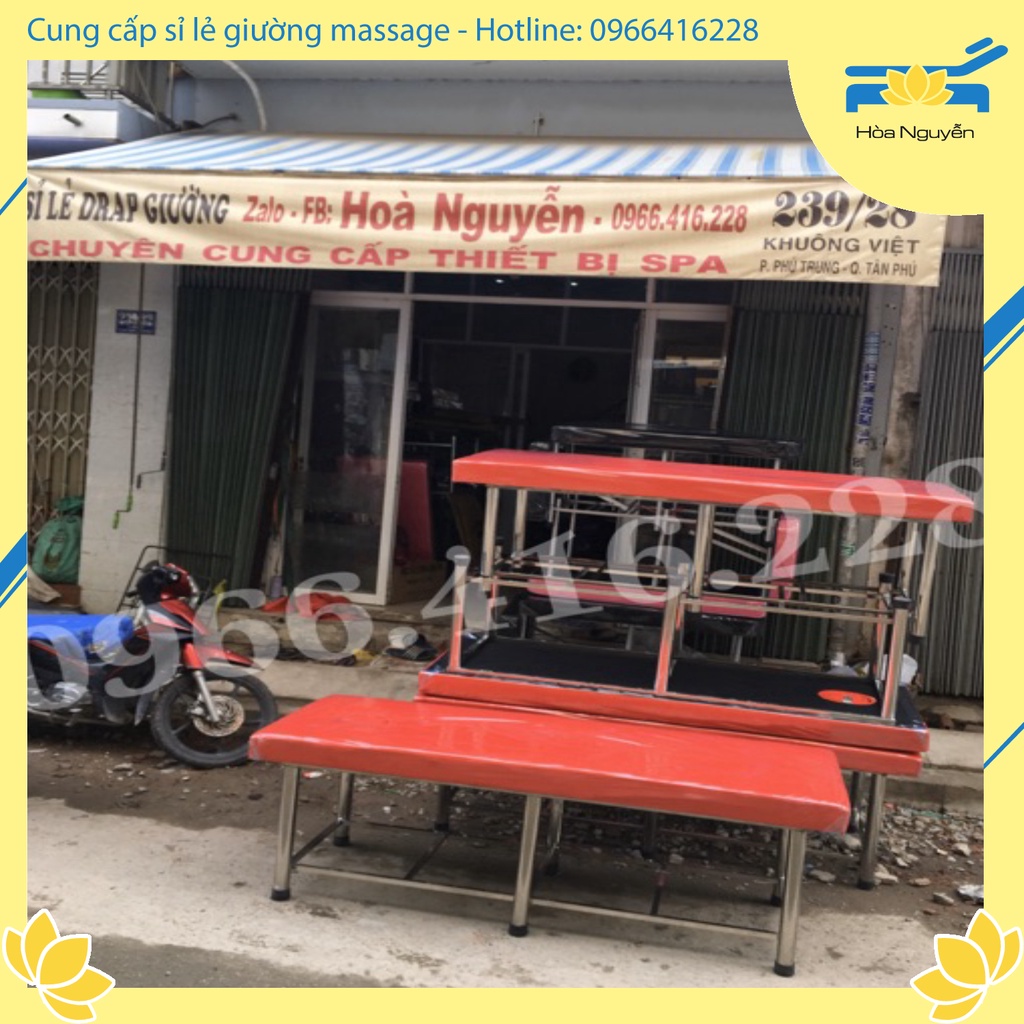 Giường spa inox chân to ống phi 50