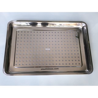 Khay inox 40x60x5 đục lỗ - đựng thực phẩm, inox 201/304