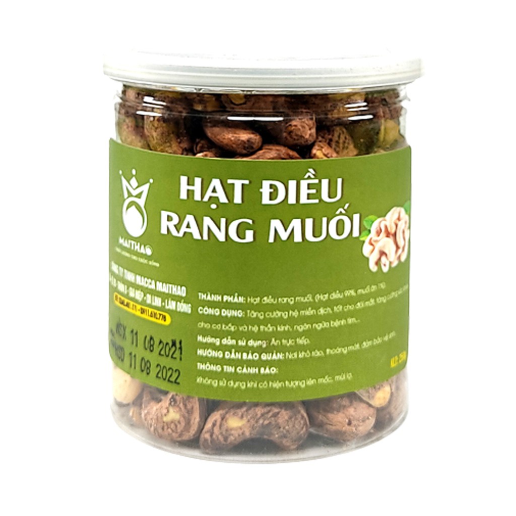 Hạt điều rang muối Mai Thao hũ 250g tăng cường sức khỏe, hỗ trợ hệ tiêu hóa, ngăn ngừa ung thư, hỗ trợ giảm cân