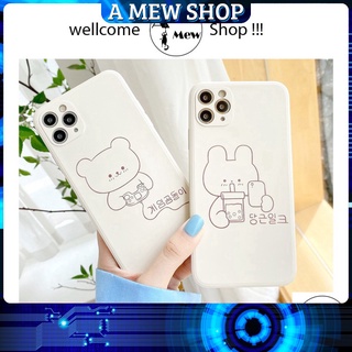 Ốp lưng iphone GẤU&THỎ cạnh vuông 5/5s/6/6plus/6s/6splus/7/7plus/8/8plus/x/xr/xs/11/12/pro/max/plus/promax A MEW SHOP
