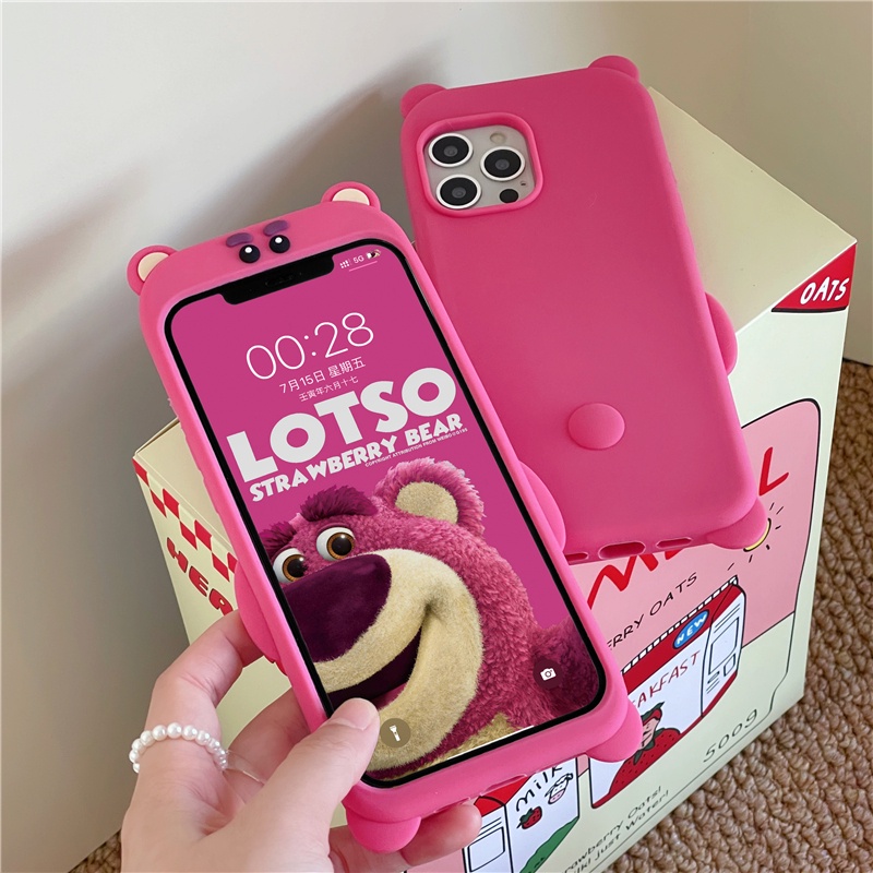 Ốp lưng chống sốc màu đỏ cho iphone 11 pro max 12 pro silicon mềm iphone 13 pro xs max xr x / xs 6 7 8 cộng với vỏ điện thoại hình gấu anime