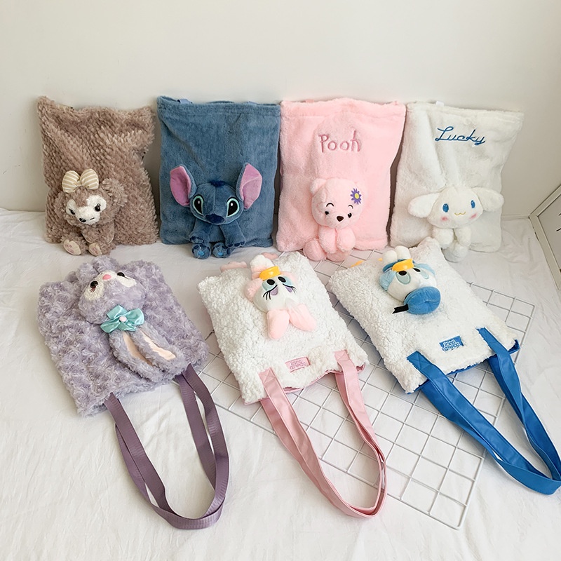 Túi Xách Da pu Cỡ Lớn Họa Tiết Thỏ / Vịt Hoạt Hình Đáng Yêu Cho Nữ