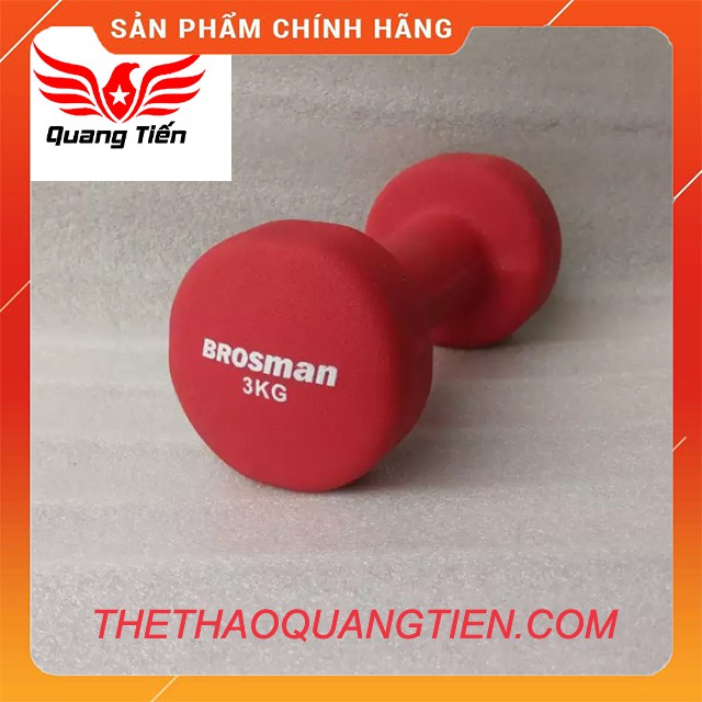 Freeship Tạ tay cao su brosman chính hãng 3 kg đỏ(giá 1 quả)