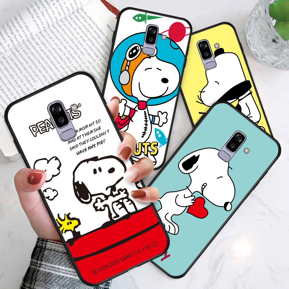 Samsung Galaxy J8 J7 2015 2016 2017 2018 Pro Core Prime Plus C8 C7 J710 J730 J7310 J700 For Soft Case Silicone Casing TPU Cute Cartoon Snoopy Dog Phone Case Full Cover Simple Macaron Matte Shockproof Back Cases