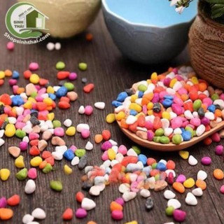 1kg đá sỏi trang trí trồng cây màu trắng, đá hỗn hợp, đá màu trang trí