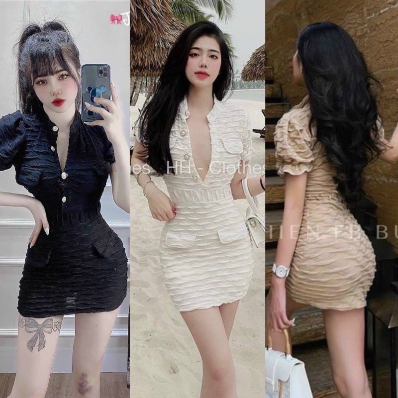ĐẦM BODY XỐP NÚT