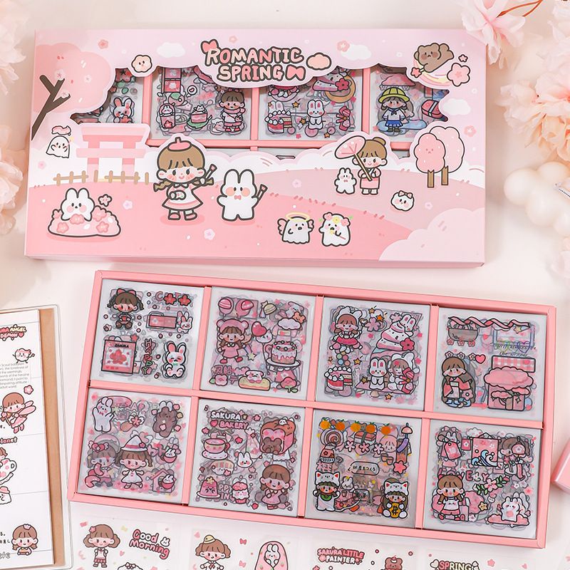 Hộp 200 tấm sticker hình dán cute trang trí sổ ly bình