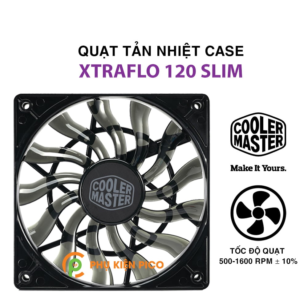 Quạt tản nhiệt case Cooler Master XtraFlo 120 Slim 12015 1600 RPM 58.4 CFM - Fan Case 12cm ( Phụ kiện Pico )