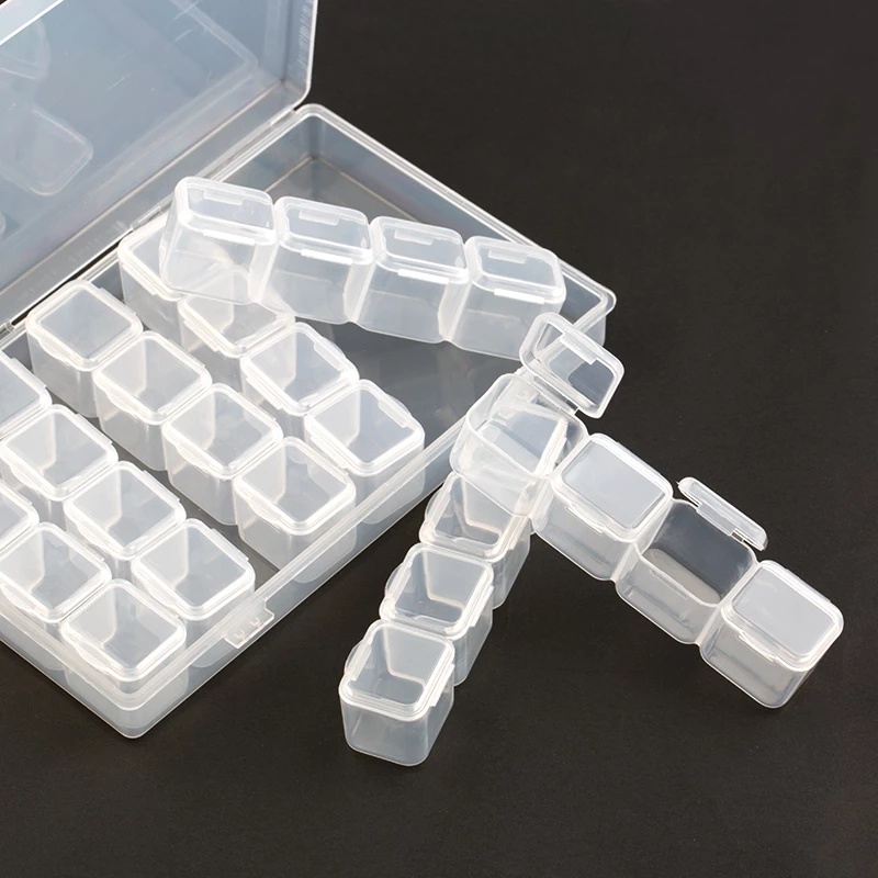 6/8/10/12/24/28 Grids Transparent Clamshell Jewelry Storage Plastic Box/ Nail Art Tools Storage Container/ Dustproof Cotton Swab Necklace Earrings Rings Beads Jewelry Clear Organizer Case