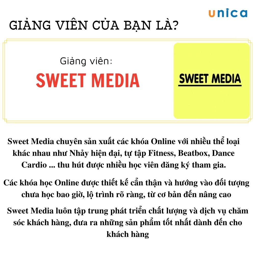 Khóa học hướng dẫn tự tập Fitness tại nhà hiệu quả trong 8 tuần , GV Sweet Media UNICA.VN