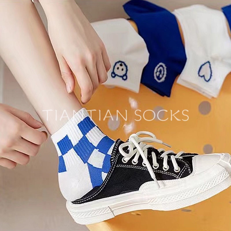 TIAN TIAN T159 Tất nữ ngắn cổ Vớ Cotton Cổ Thấp Thoáng Khí In Họa Tiết Chú Gấu Dễ Thương Thời Trang Mùa Hè Cho Nữ