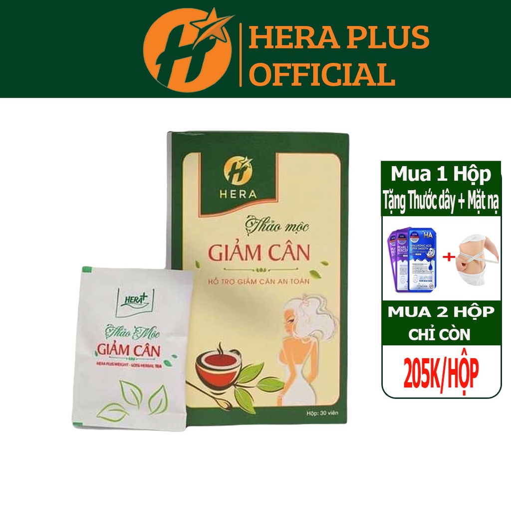 Giảm cân Hera Plus Trà giảm cân nhanh cấp tốc an toàn thảo mộc không phải thuốc giảm cân