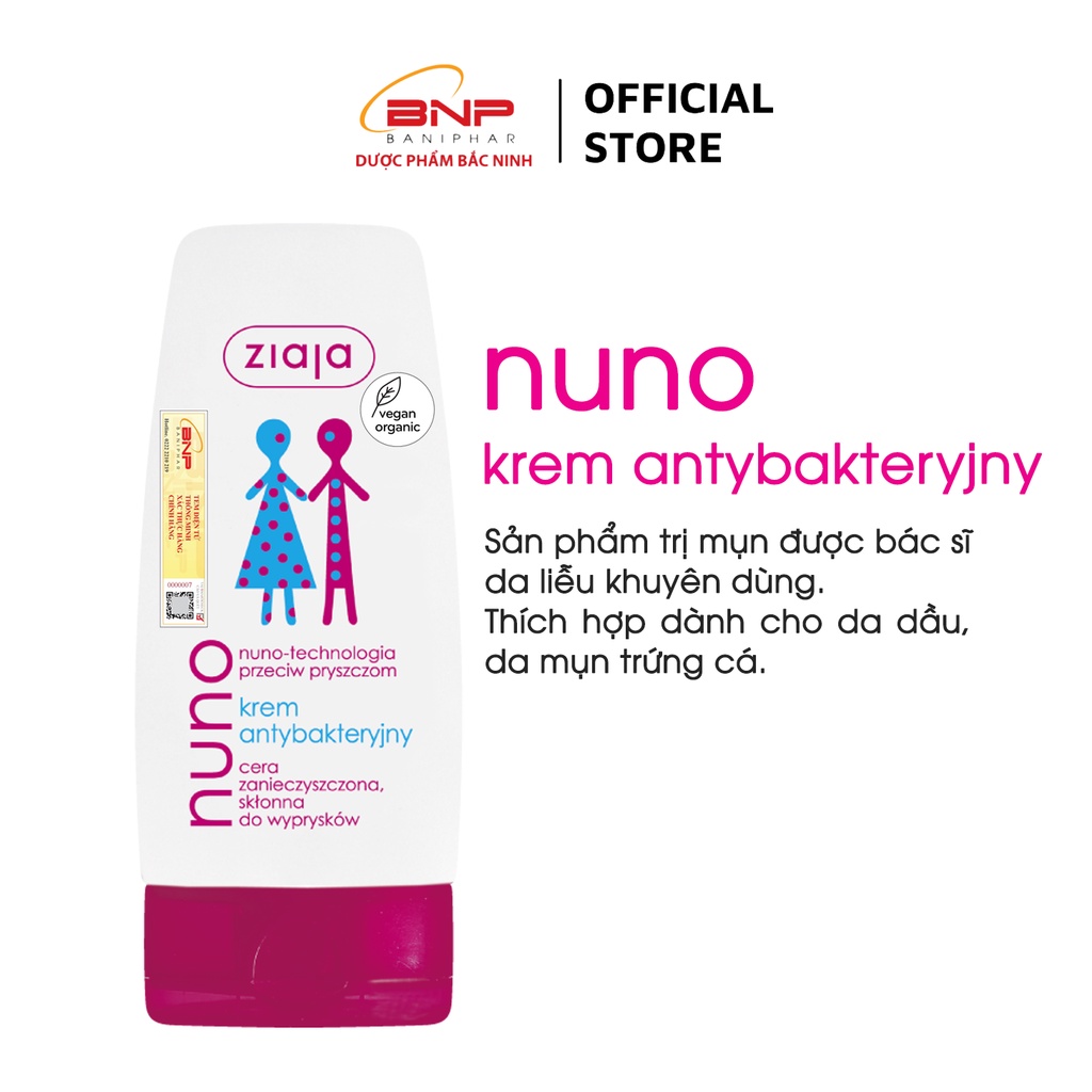 Kem dưỡng ẩm ngừa mụn trắng da Ziaja Nuno cho da dầu, không gây kích ứng 60ml