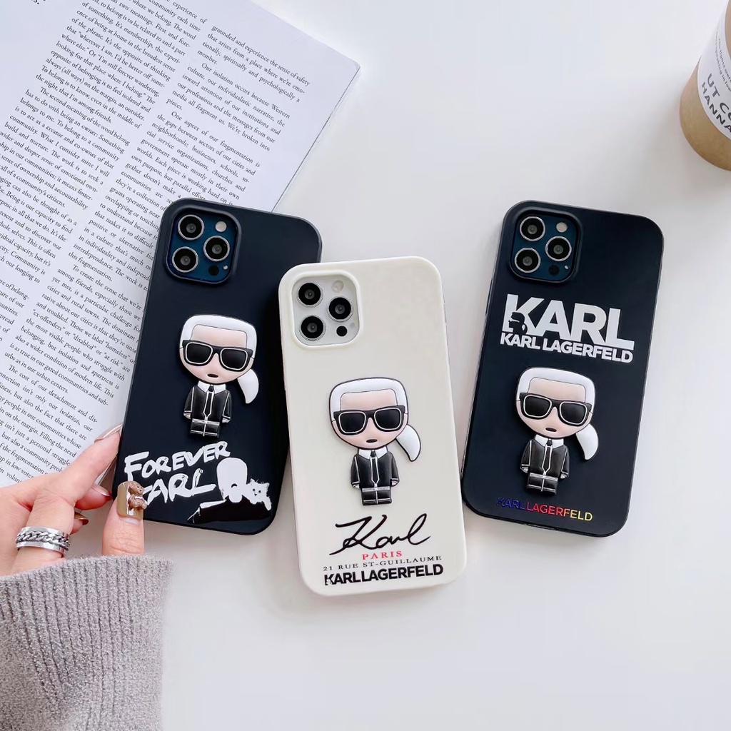 Ốp điện thoại 3D KARL chống rơi cho iphone 13 11 12 pro max XR 8Plus