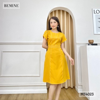 Đầm basic tay búp sen chỉ nổi BEMINE MT4023VANG