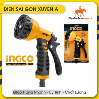 Vòi phun xịt nước tưới cây 8 tia đa năng INGCO HWSG092 làm từ nhựa ABS, thường dùng để rửa xe, tưới cây