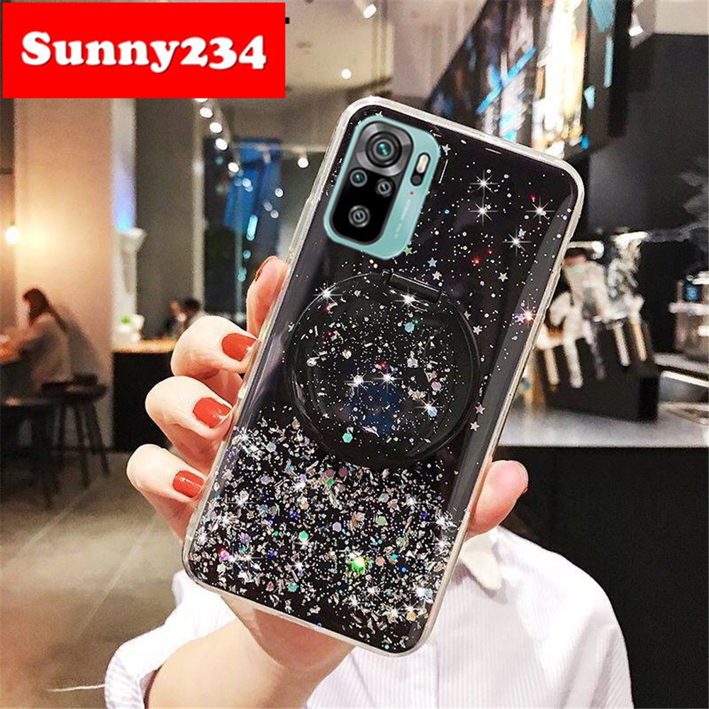 Ốp điện thoại mềm trong suốt lấp lánh có gương mặt sau cho Xiaomi Redmi 9A 9C 9 Note 9 Pro Max 7 8 Pro 8 8A