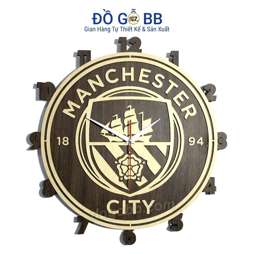 Đồng hồ tranh logo MANCHESTER CITY MAN CITY treo tường decor bóng đá gỗ quà tặng sinh nhật nam bạn trai chồng -Đồ Gỗ BB