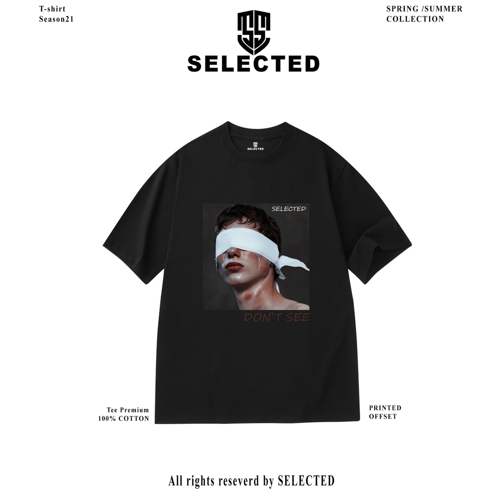 Áo thun tay lỡ nam nữ in hình DON'T SEE , Vải Cotton Form Oversize - SELECTED.STORE