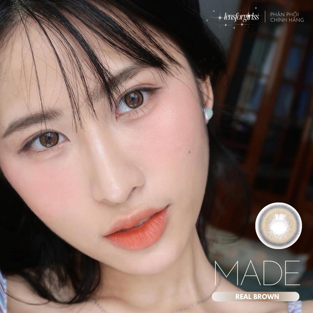 Kính áp tròng nâu sáng có viền MADE REAL BROWN chính hãng IDOL LENS | HSD 8-12 tháng | Lens cận