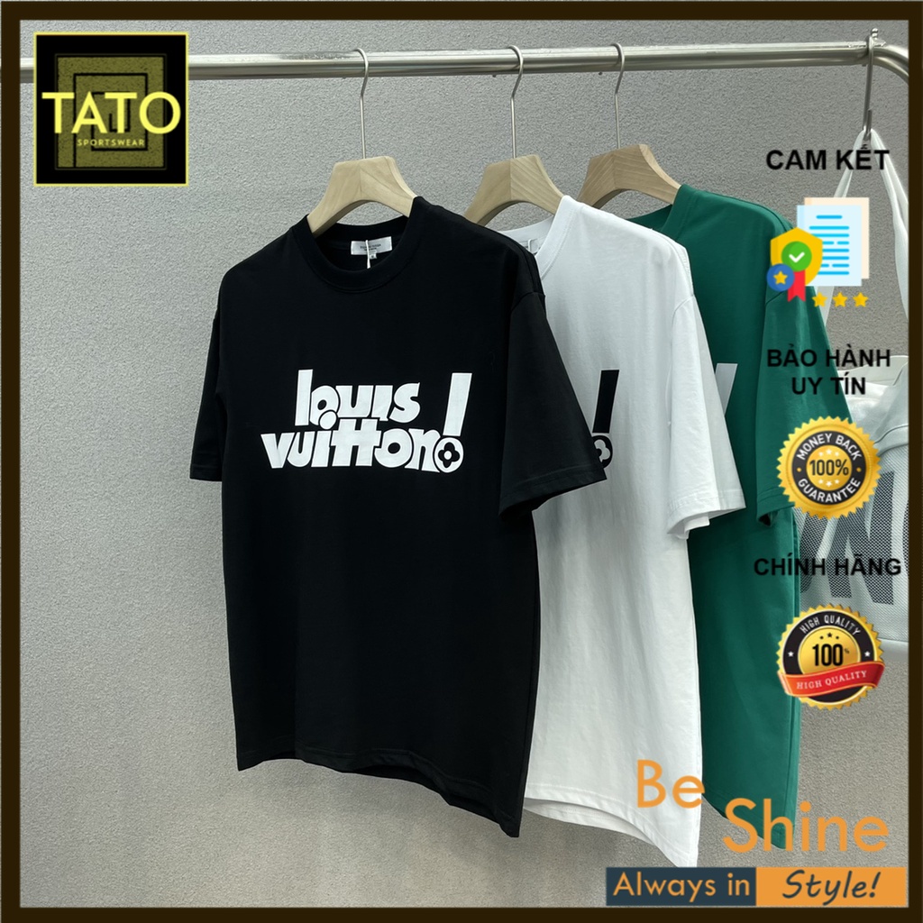 Áo thun Louis.Vuitton in logo LV 02  tay lỡ cổ tròn - Áo phông 3158 unisex form rộng Vải Cotton
