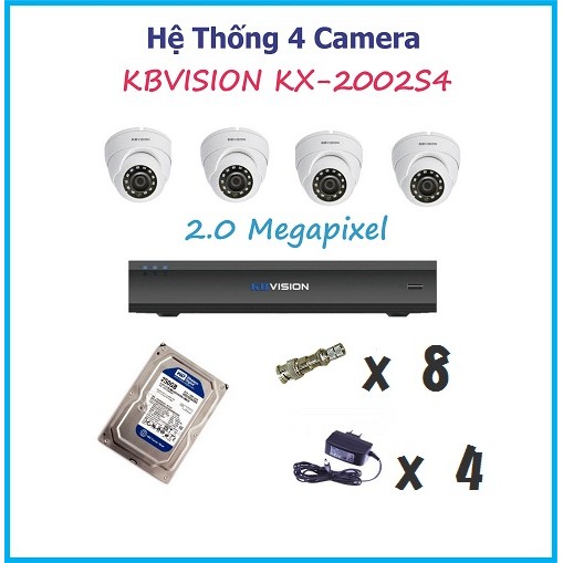 Bộ 4 Camera Kbvision KX-2002S4