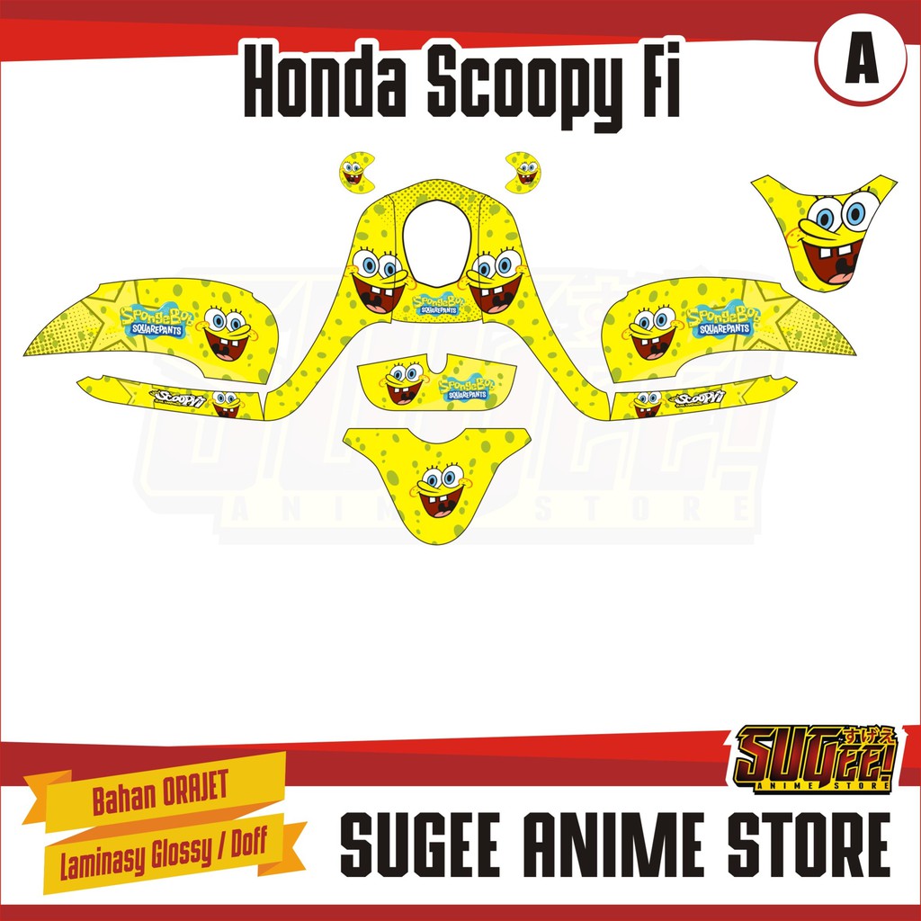 Miếng Dán Trang Trí Xe Mô Tô Honda Scoopy Fi Sponge Bob