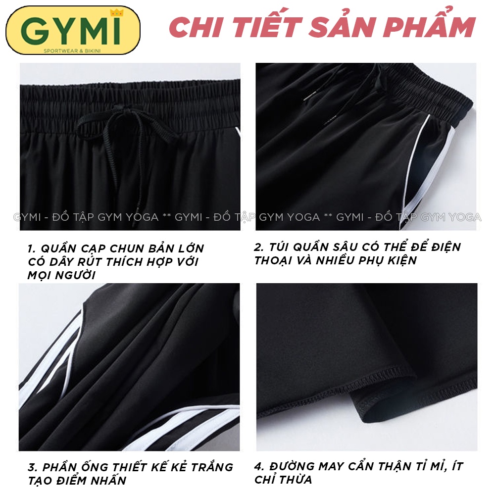 Quần jogger tập gym yoga nữ GYMI QJ09 dáng rộng thể thao chất gió giấy 1 lớp thoáng mát ít co giãn