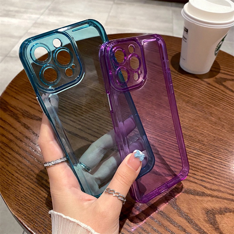 Ốp Điện Thoại Mềm Dẻo Trong Suốt Màu Xanh Lá Dạ Quang Đơn Giản Chống Sốc Cho iPhone 11 11Pro 11promax
