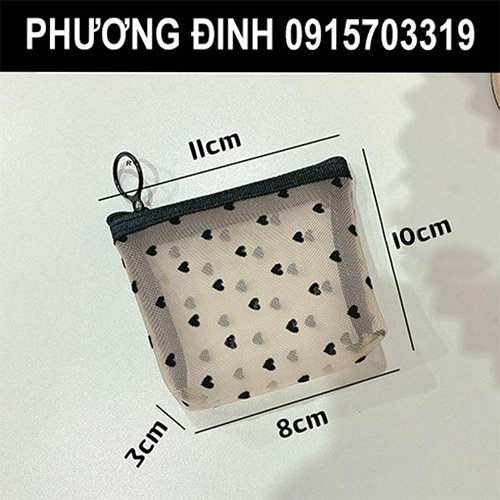 Túi đựng mỹ phẩm, đồ trang điểm trong suốt vải lưới BENTOY MILKJOY