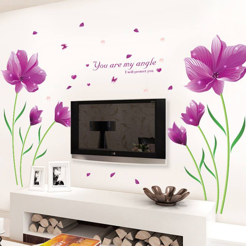 Decal dán tường Hoa tím mộng mơ1( 105*205 cm)