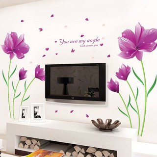 Decal dán tường Hoa tím mộng mơ1