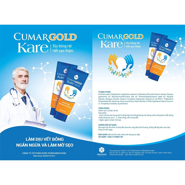 Kem Cumargold Kare 30G làm dịu trong các trường hợp bỏng, ngăn ngừa làm mờ sẹo