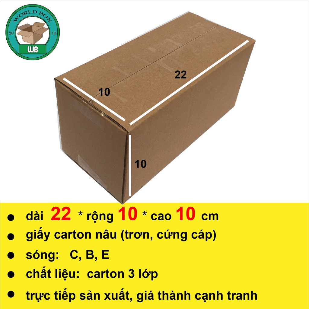 Thùng hộp carton gói hàng 22x10x10 bộ 50 không in