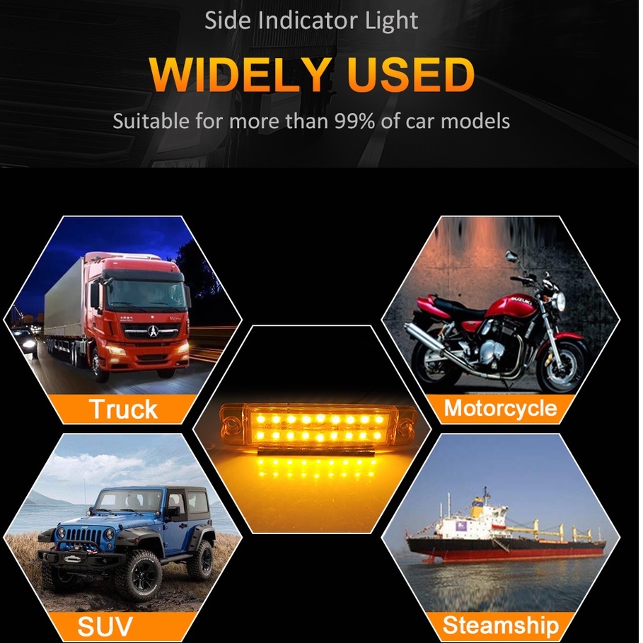1 Đèn LED 24V 18 Bóng Gắn Hông Xe Hơi Xe Tải