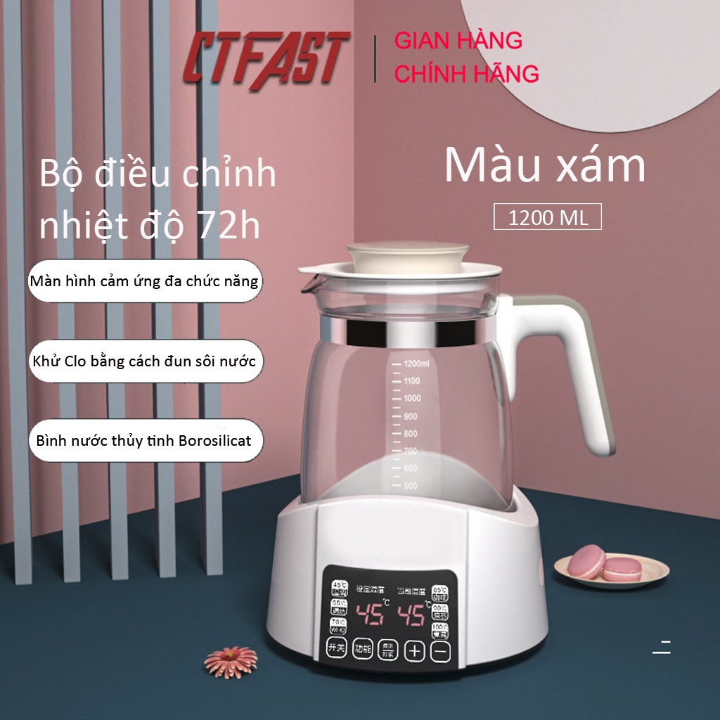 Máy hâm nước pha sữa, pha trà, pha cafe CTFAST - Miusuta (1200ml): Đun nước siêu tốc, tùy chỉnh và giữ nhiệt độ