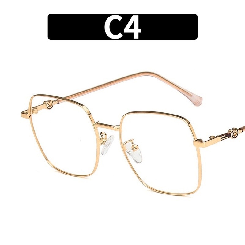 Mắt Kính Gọng Kim Loại Tròng Vuông Chống Ánh Sáng Xanh Thời Trang Hàn Quốc Cho Nữ
