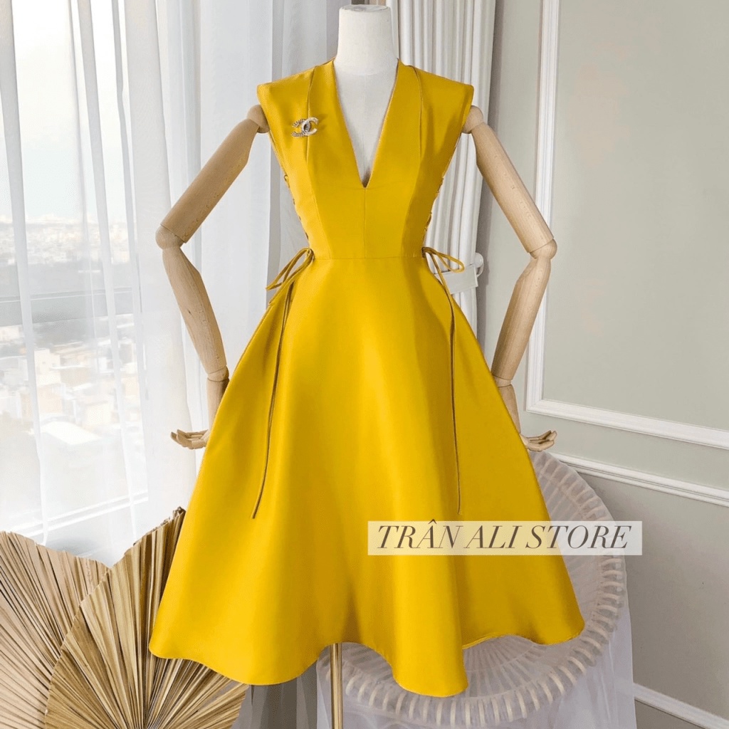 (Mẫu Mới) Đầm TAPTA Cụt Tay Cổ V Dáng Xòe Diện Đẹp Hết Ý UP Valentina Shop