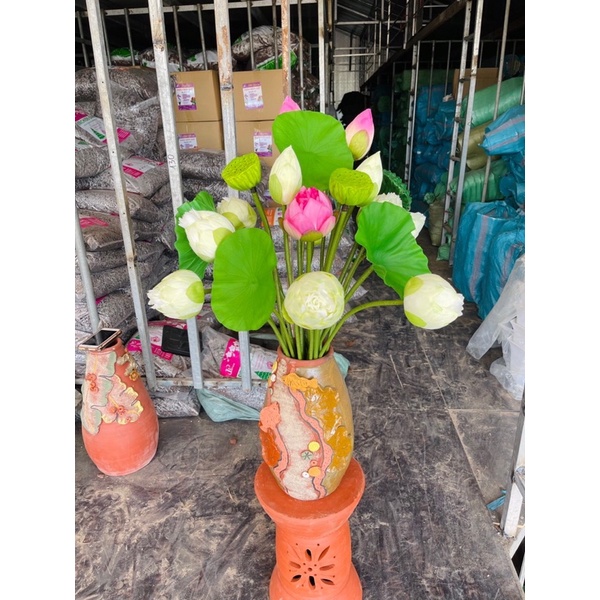 Hoa sen giả BÁCH DIỆP QUAN ÂM bông sen lụa đẹp cao cấp