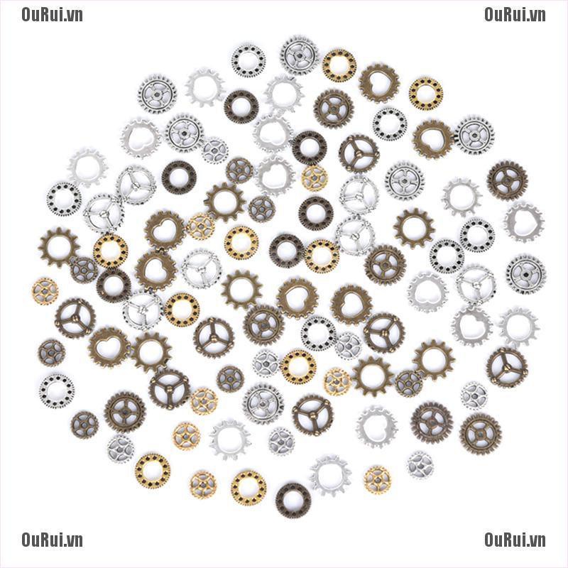 {FCC}CHARMS Set 100 Mặt Dây Chuyền Hình Bánh Răng Cổ Điển Độc Đáo{OuRui.vn}