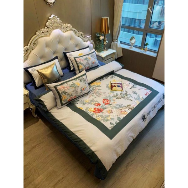 Bộ chăn ga gối nỉ nhung họa tiết thương hiệu cao cấp set 4 món nhập khẩu Nhiều Màu