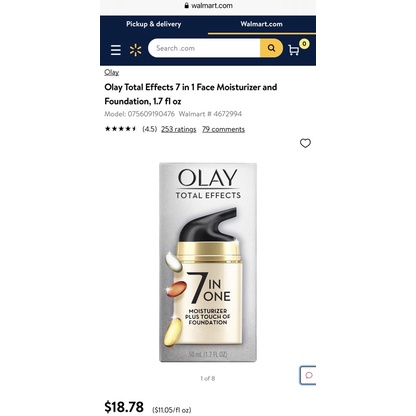Kem dưỡng da chống lão hóa nâng Tone Olay Total Effects 7 in 1 Moisturizer Plus Touch Of Foundation 50ml Hàng Nhập USA