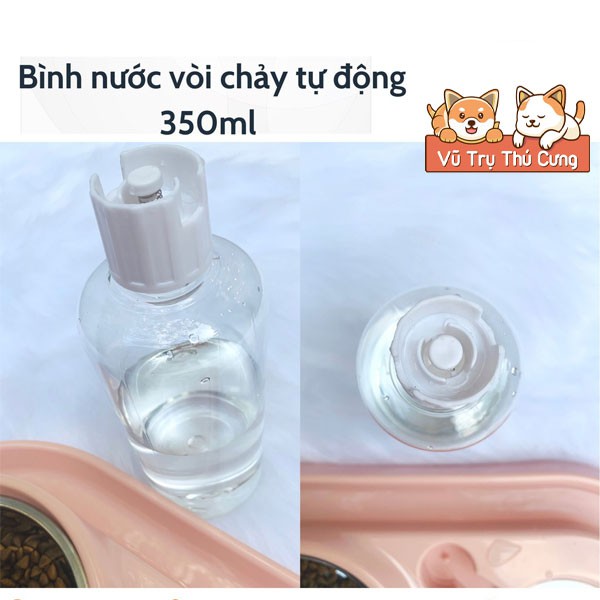 Bát ăn CHỐNG KIẾN kèm bình nước tự động cho Chó Mèo | Bát ăn tự động kèm bình nước 500ml