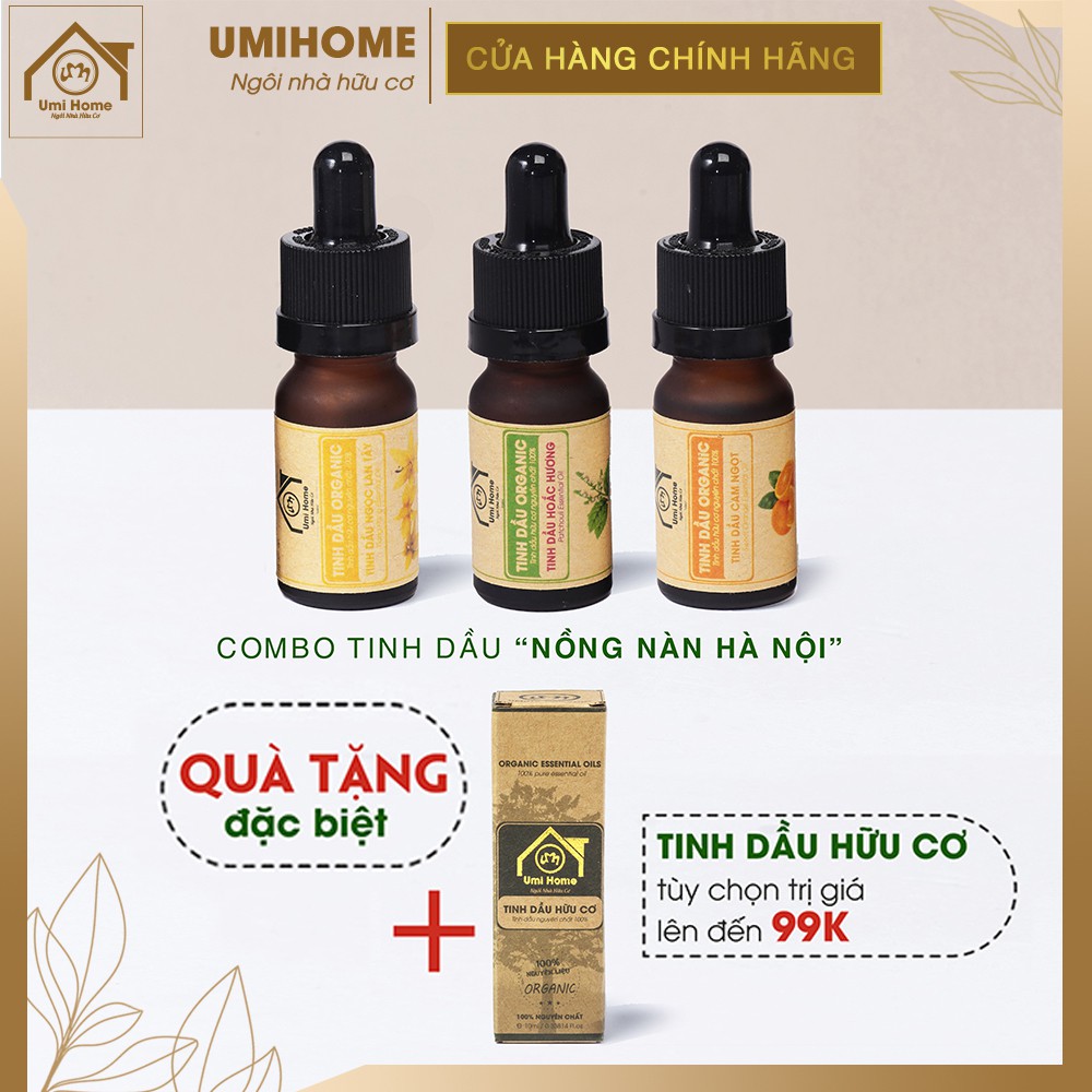 Combo 3 lọ tinh dầu Nồng Nàn Hà Nội (Ngọc Lan Tây, Hoắc Hương, Cam Ngọt) 10ml nguyên chất | Tặng kèm tinh dầu tuỳ chọn