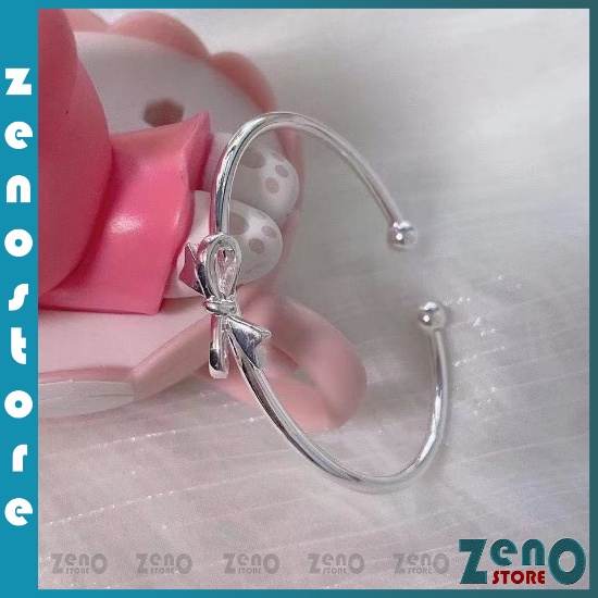 Lắc tay nữ nơ (full box), vòng tay mạ bạc LT11 ZenO