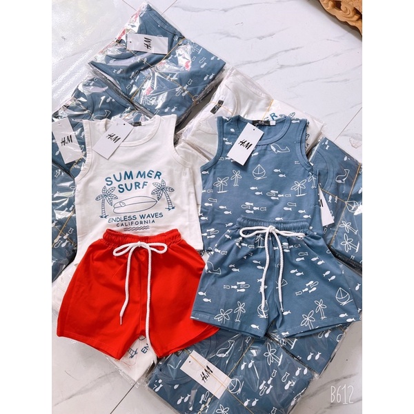 Bộ ba lỗ cotton tàu bé trai